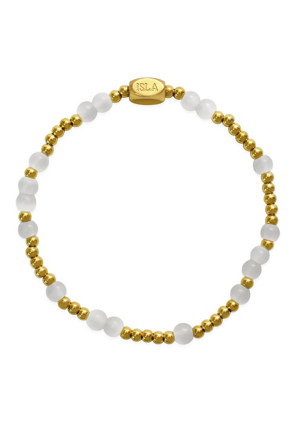 ISLA Scattered Glass Gold Bracelet - White Cap