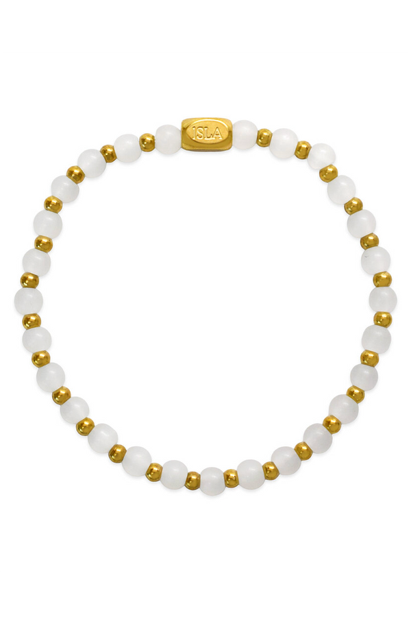 ISLA Beads of the Sea Gold Bracelet - White Cap