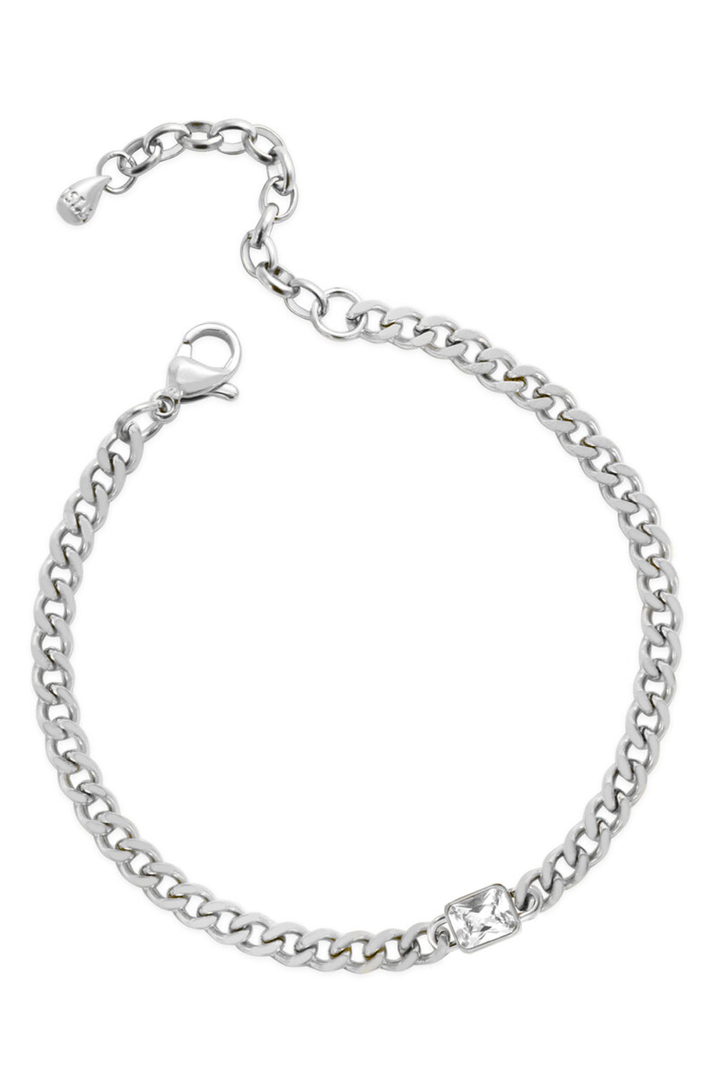 ISLA Everyday Petite Cuban CZ Bracelet - Baguette Bezel Steel