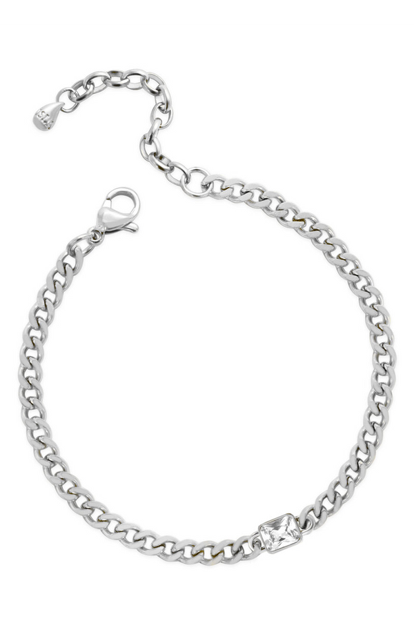 ISLA Everyday Petite Cuban CZ Bracelet - Baguette Bezel Steel