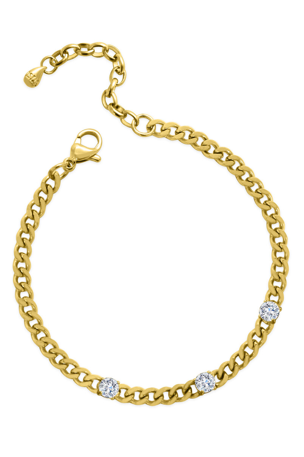 ISLA Everyday Petite Cuban CZ Bracelet - Round Prong Gold