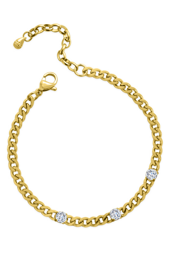 ISLA Everyday Petite Cuban CZ Bracelet - Round Prong Gold