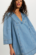FP Goldie Balloon Sleeve Mini Dress - Celestial Blue