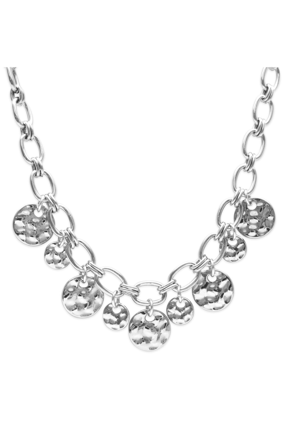 ISLA Hammered Coin Chain Link Necklace - Steel