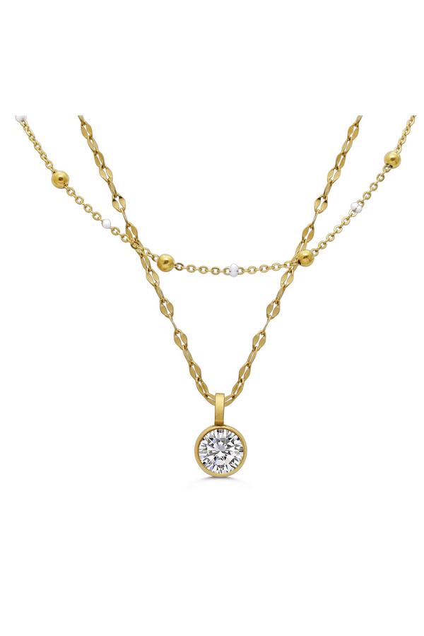 ISLA The Skinny 2 Pack Necklaces - Enamel Clear White