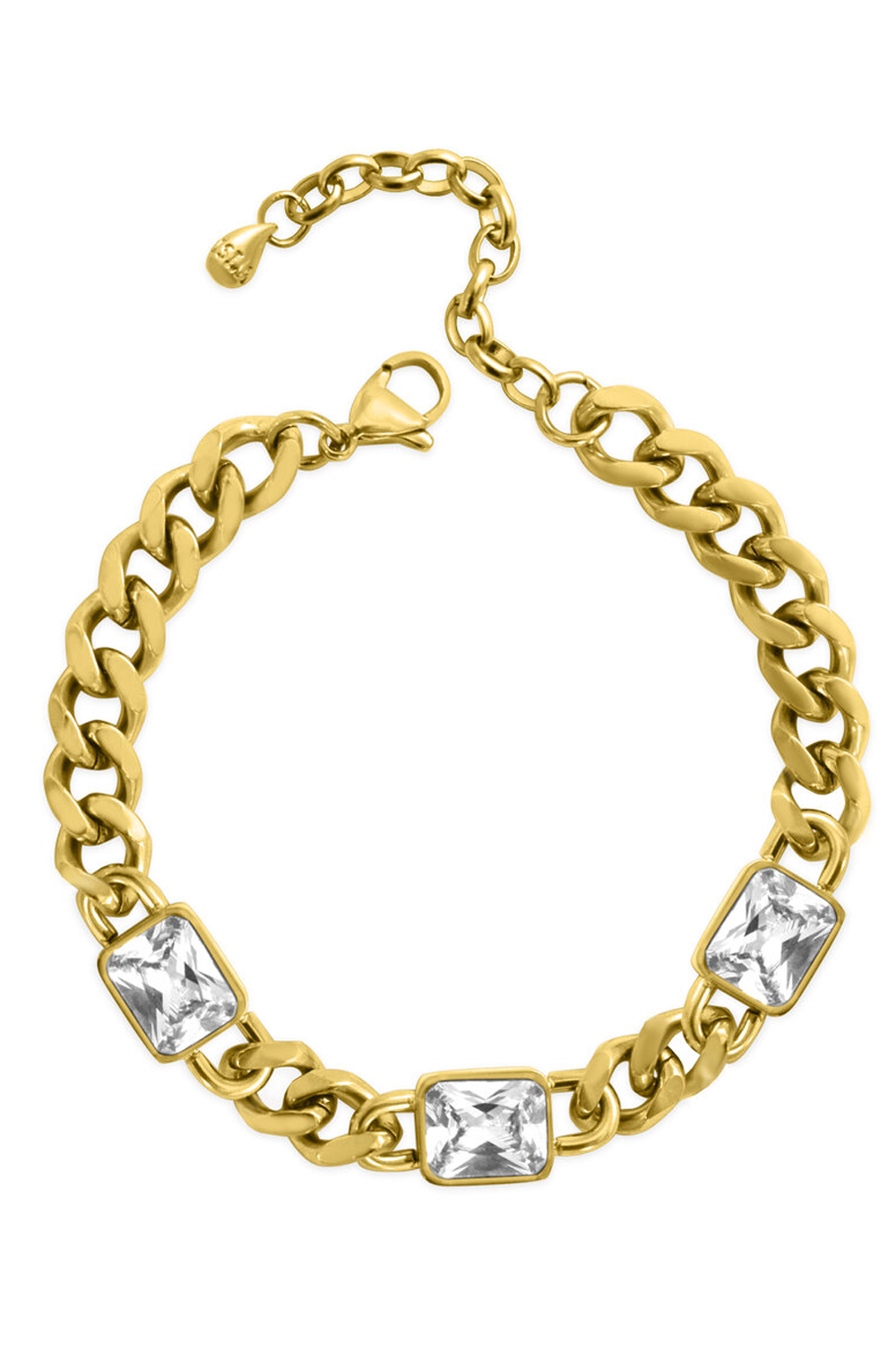 ISLA Chain Cuban CZ Gold Bracelet - Bezel Baguette