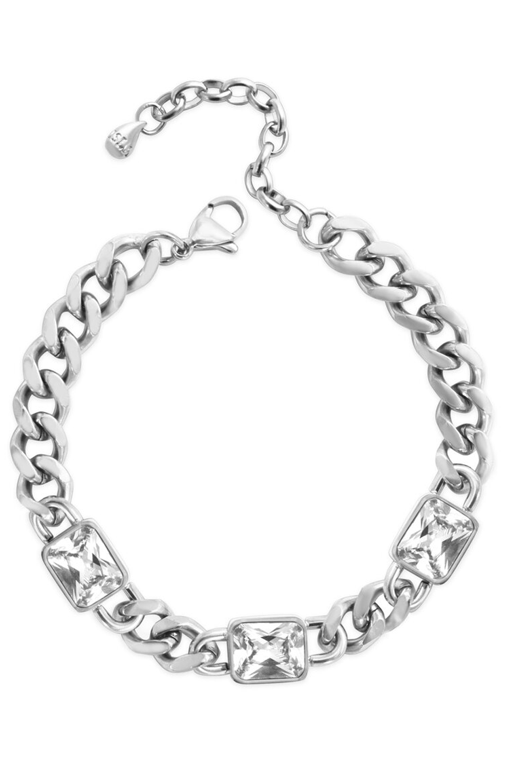 ISLA Chain Cuban CZ Steel Bracelet - Bezel Baguette