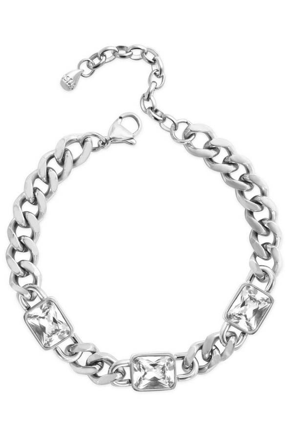 ISLA Chain Cuban CZ Steel Bracelet - Bezel Baguette
