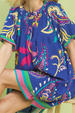 Vibrant Paisley Print Dress - Royal Blue