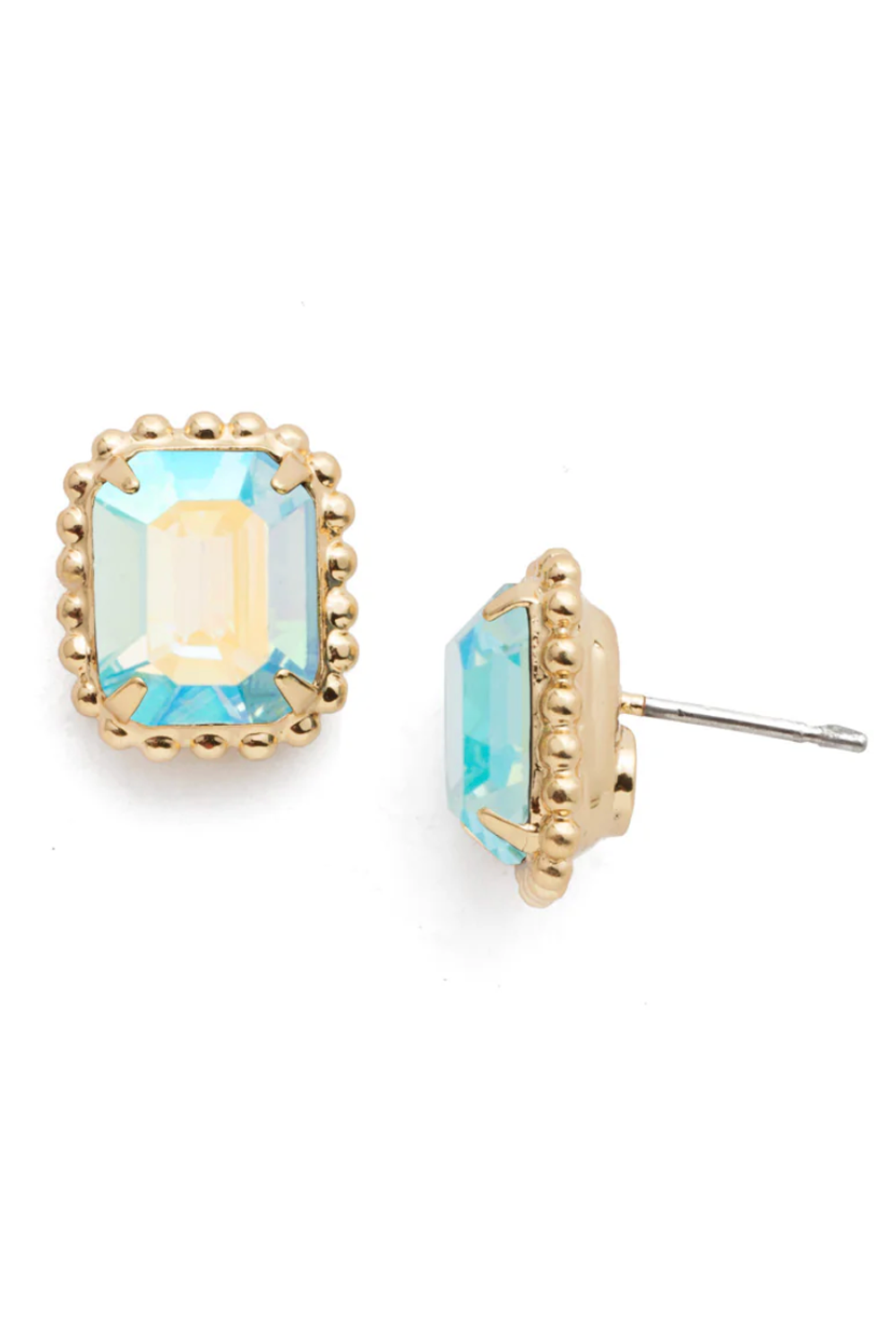 Octavia Scalloped Stud Earring - Aqua Aurora Borealis