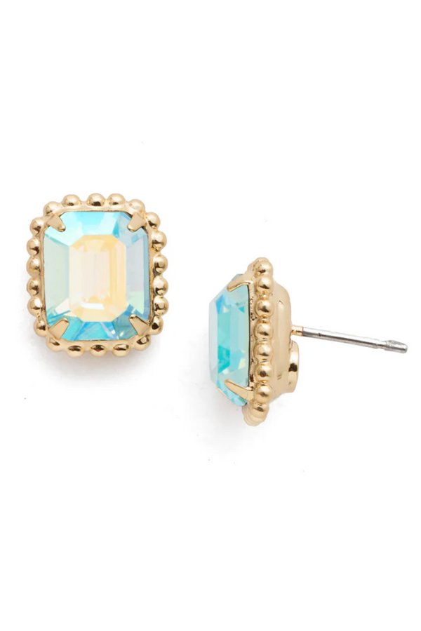 Octavia Scalloped Stud Earring - Aqua Aurora Borealis