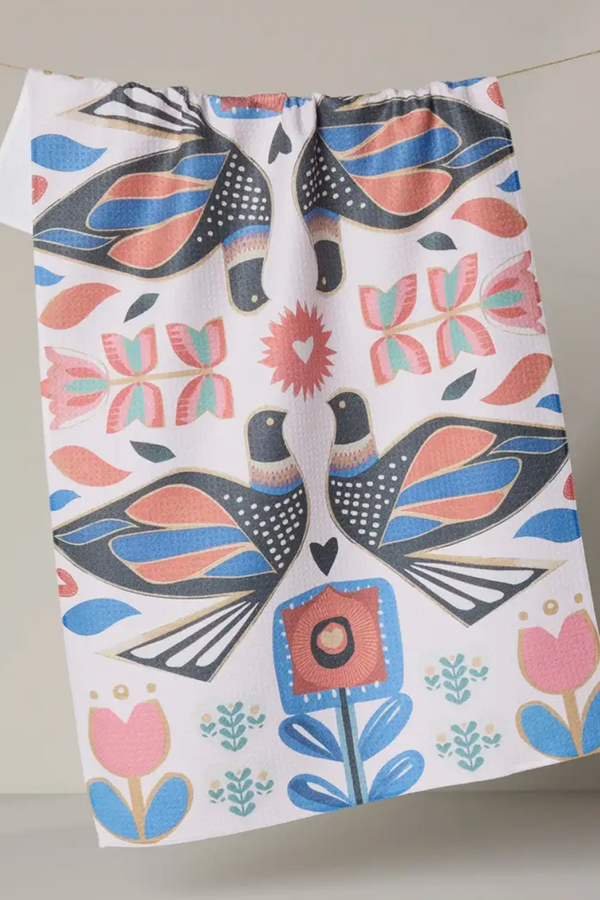 Geometry Kitchen Tea Towel - Scandi Lovebirds