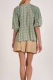 Long Sleeve Peasant Top - Green Boho