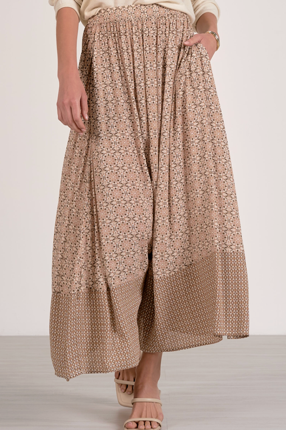 Midi Tiered Skirt - Natural Boho