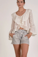Long Sleeve Romatic Ruffle Top - White