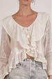 Long Sleeve Romatic Ruffle Top - White