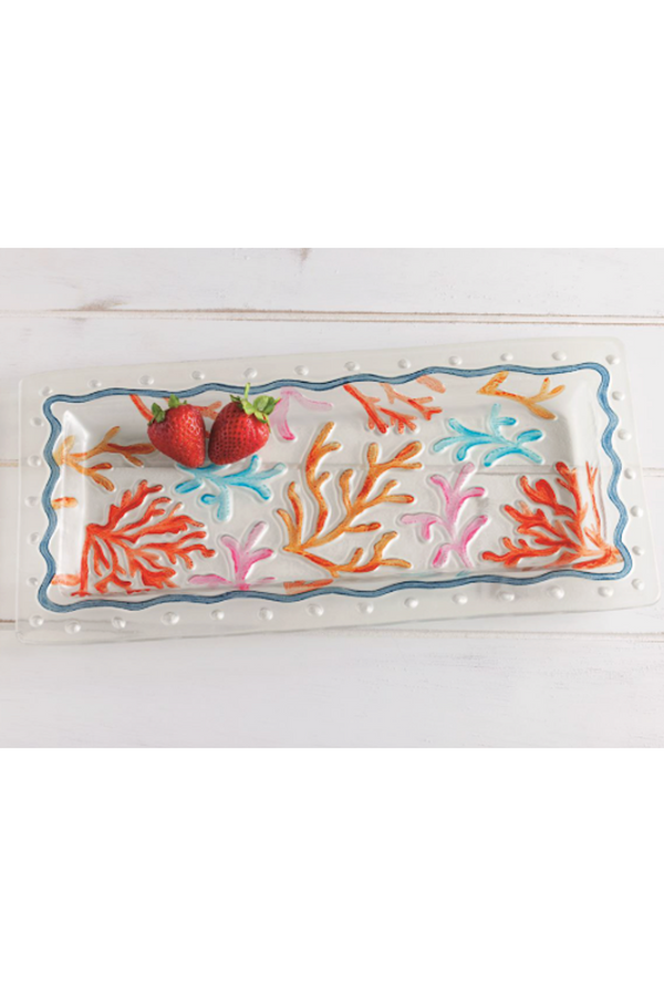 Glass Coral Platter