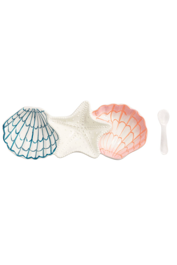 Figural Shell Triple Dip Tidbit