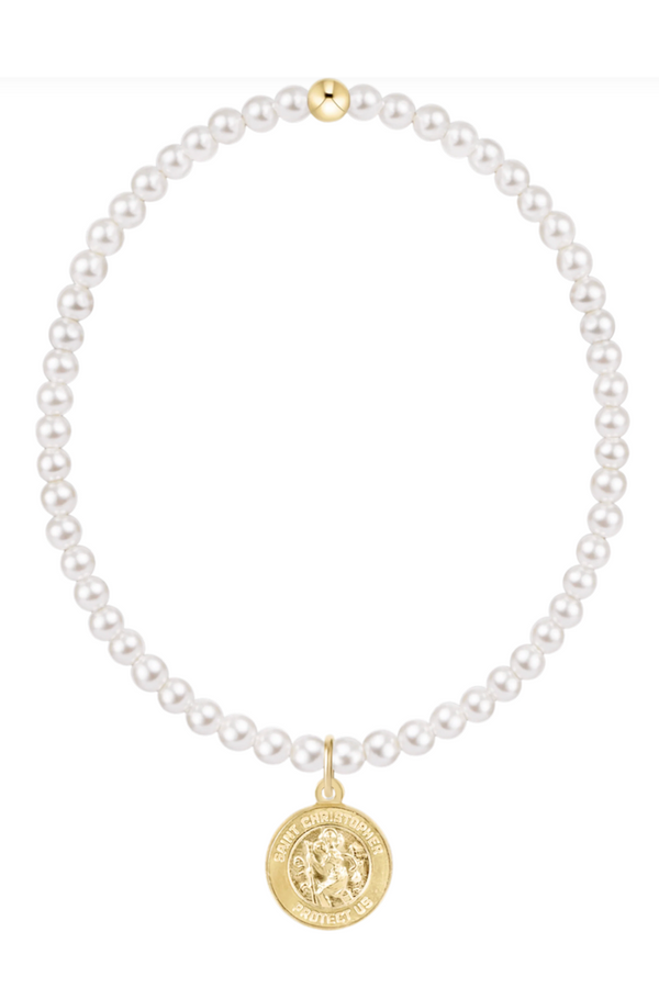 EN Protection Disc Charm Pearl Bracelet
