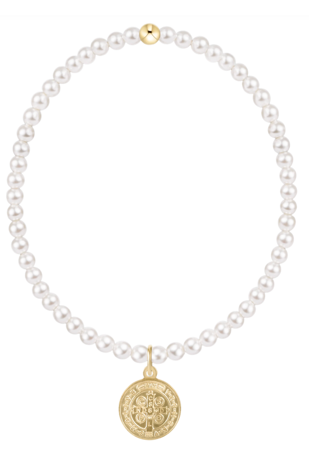 EN Blessing Disc Charm Pearl Bracelet