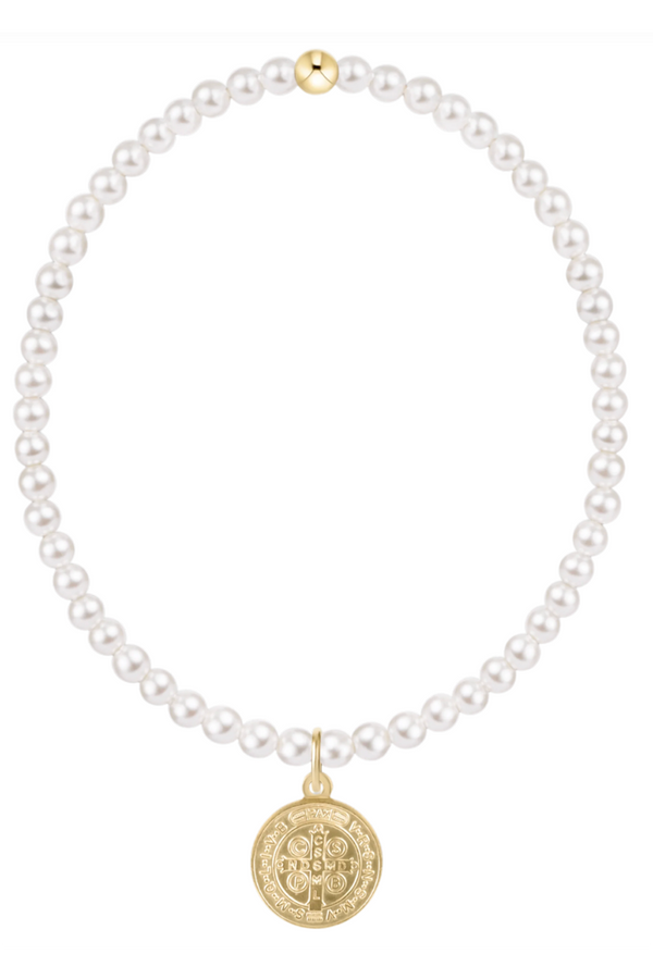 EN Blessing Disc Charm Pearl Bracelet