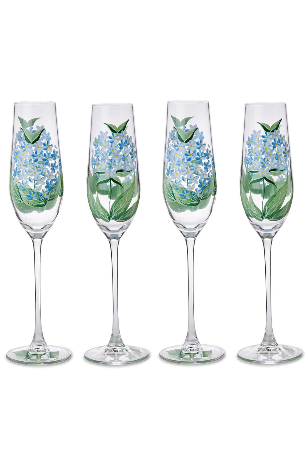 Glass Champagne Flute - Hydrangea