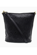 Joy Lazer Cut Eyelet Bucket Crossbody Bag - Black