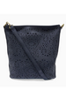 Joy Lazer Cut Eyelet Bucket Crossbody Bag - Denim