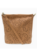 Joy Lazer Cut Eyelet Bucket Crossbody Bag - Tan