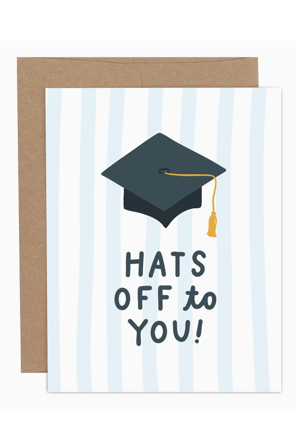 PP Single Graduation Greeting Card - Hats Off Stripes