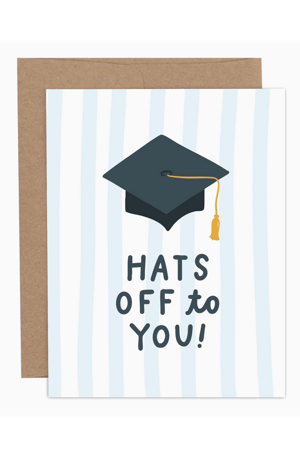 PP Single Graduation Greeting Card - Hats Off Stripes
