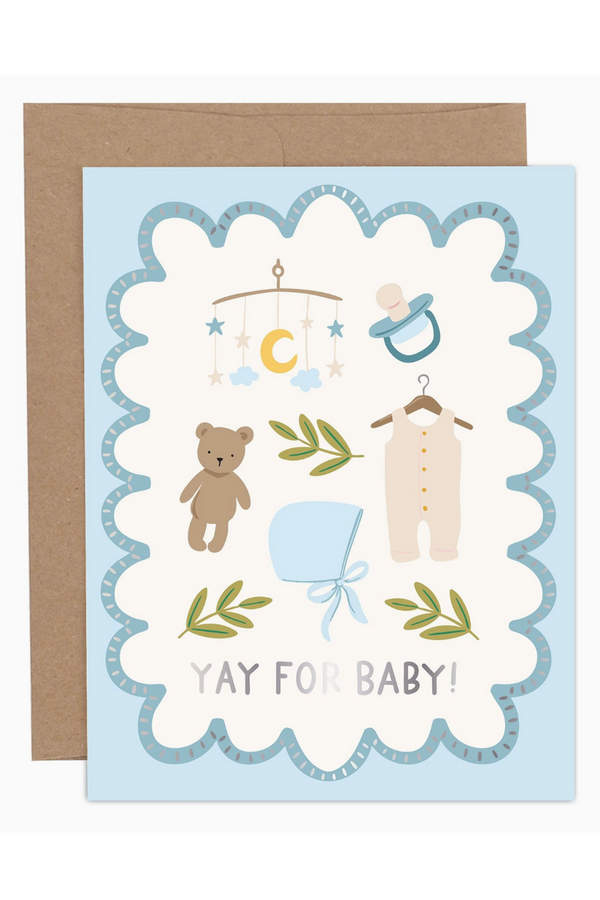 PP Single Baby Greeting Card - Yay for Baby Blue