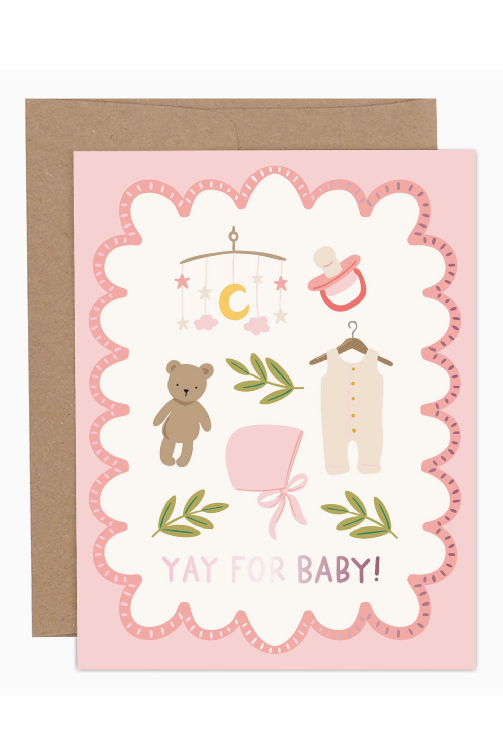 PP Single Baby Greeting Card - Yay for Baby Pink