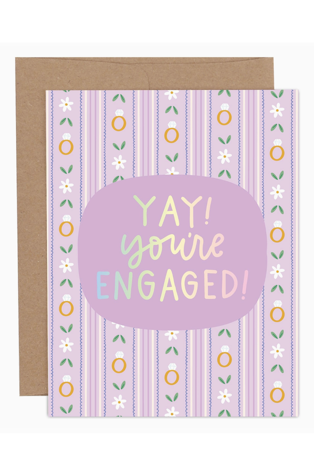 PP Single Wedding Greeting Card - YAY You're Engaged