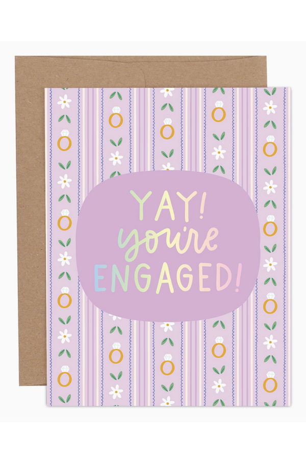 PP Single Wedding Greeting Card - YAY You're Engaged
