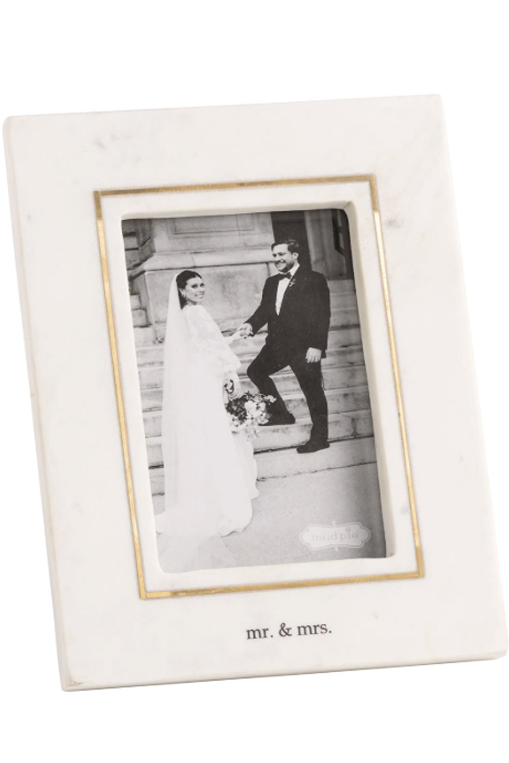 Mr. & Mrs. Gold Inlay Marble Frame