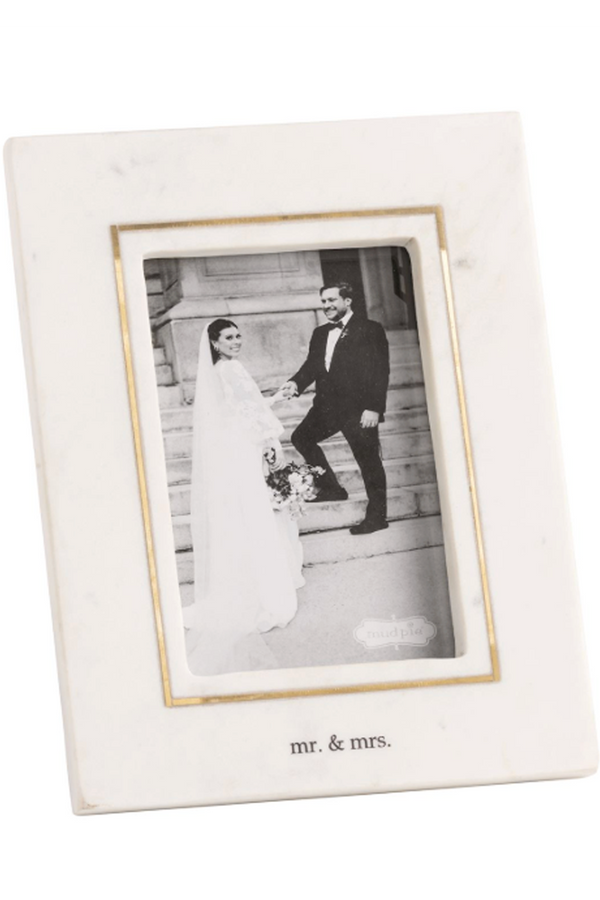 Mr. & Mrs. Gold Inlay Marble Frame