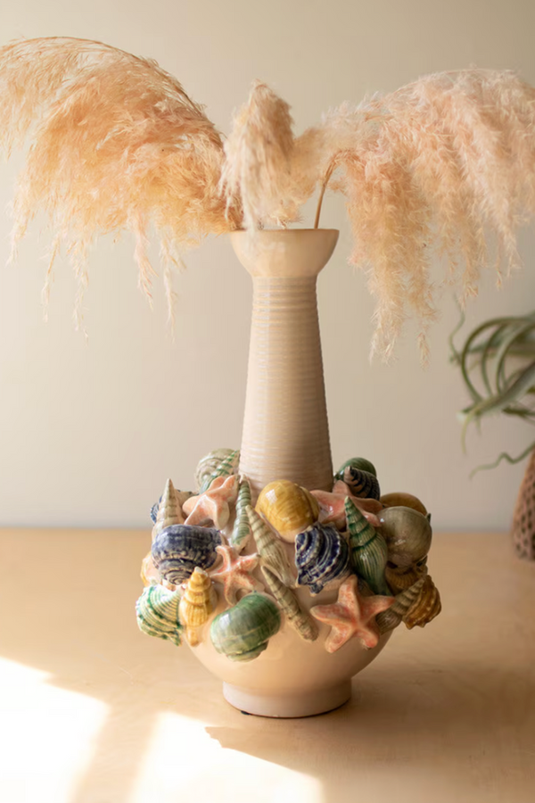 Ceramic Coastal Bottle Long Neck Vase