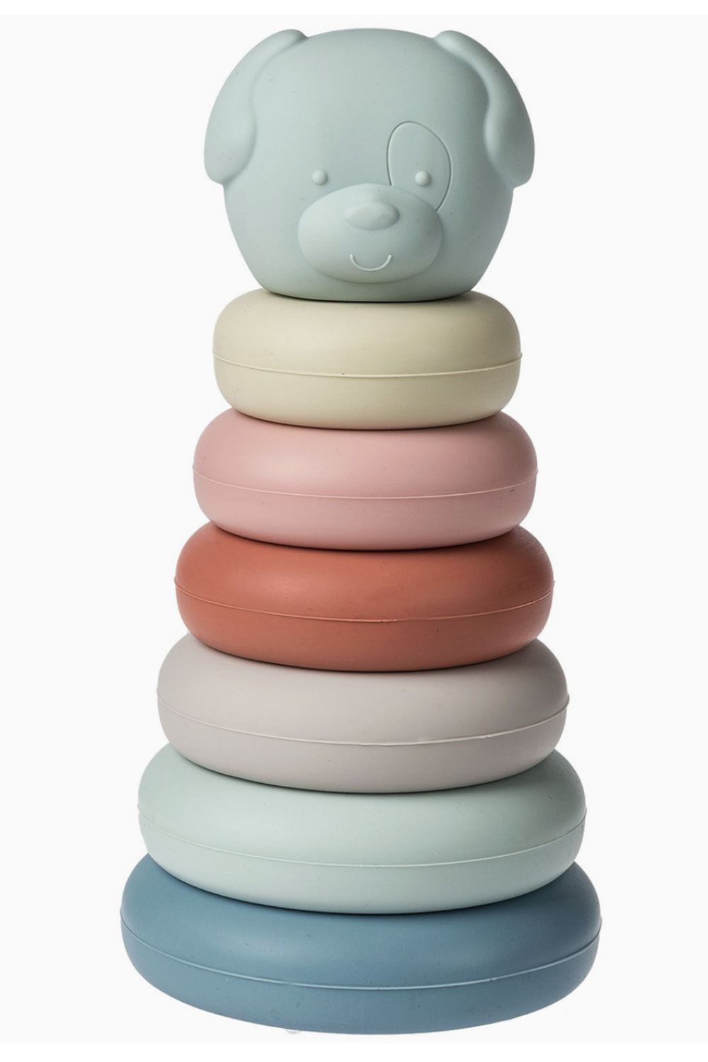 Simply Silicone Stacking Teether Rings - Puppy Face