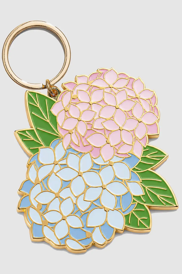 Trendy Enamel Keychain - Hydrangea Flowers