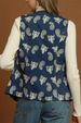 Paisley Print Button Front Denim Vest