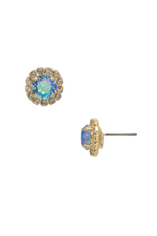 Haute Halo Stud Earring - Aqua Aurora Borealis
