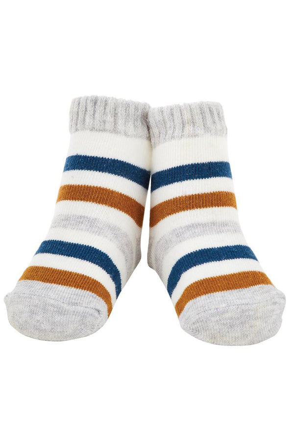 Baby Socks - Gray & Blue Stripe