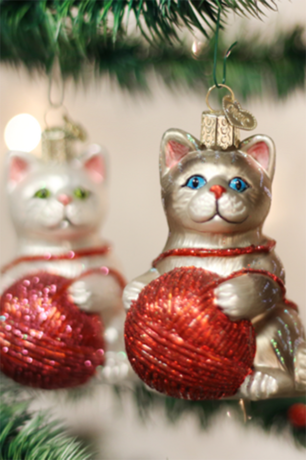 Glass Ornament - Playful Kitten