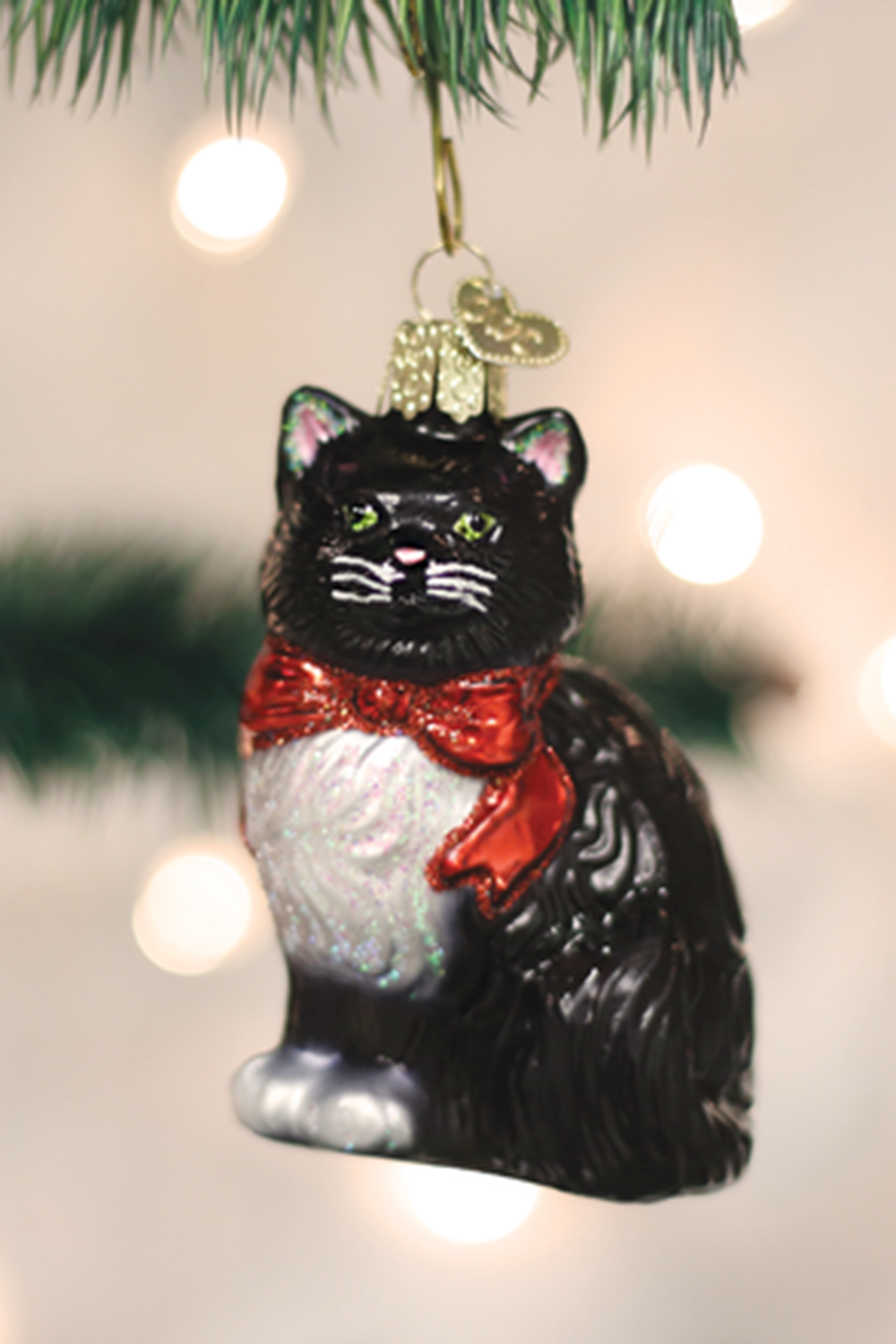 Glass Ornament - Tuxedo Kitty