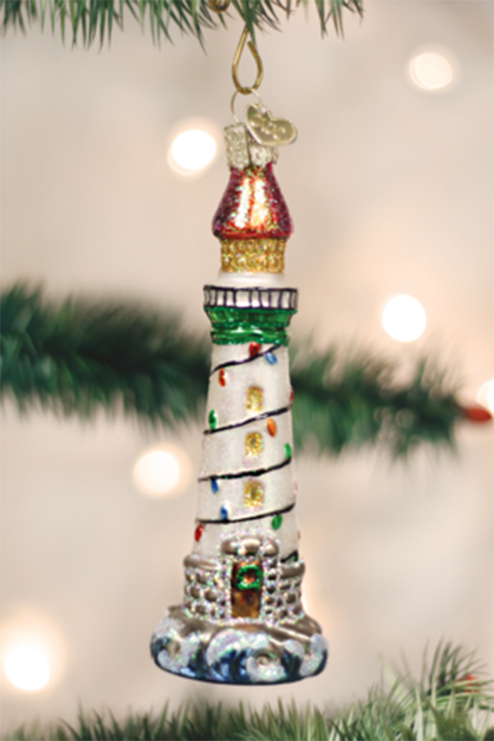 Glass Ornament - Holiday Lighthouse