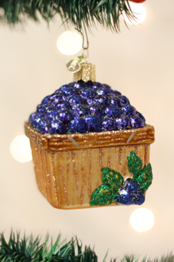 Glass Ornament - Basket of Blueberries
