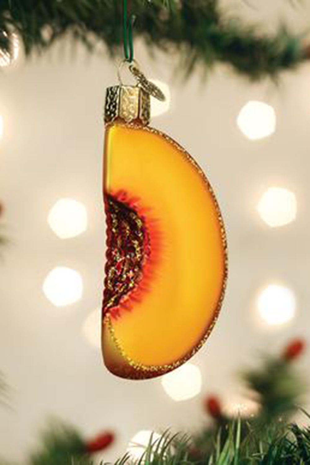 Glass Ornament - Peach Slice