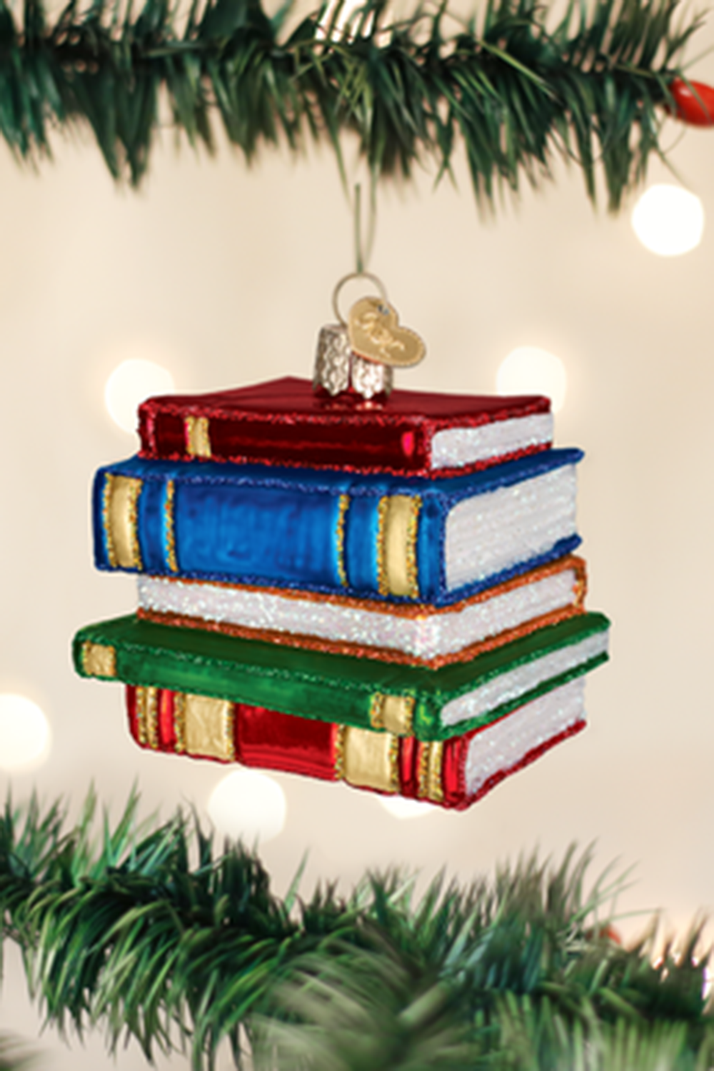 Glass Ornament - Stack of Books