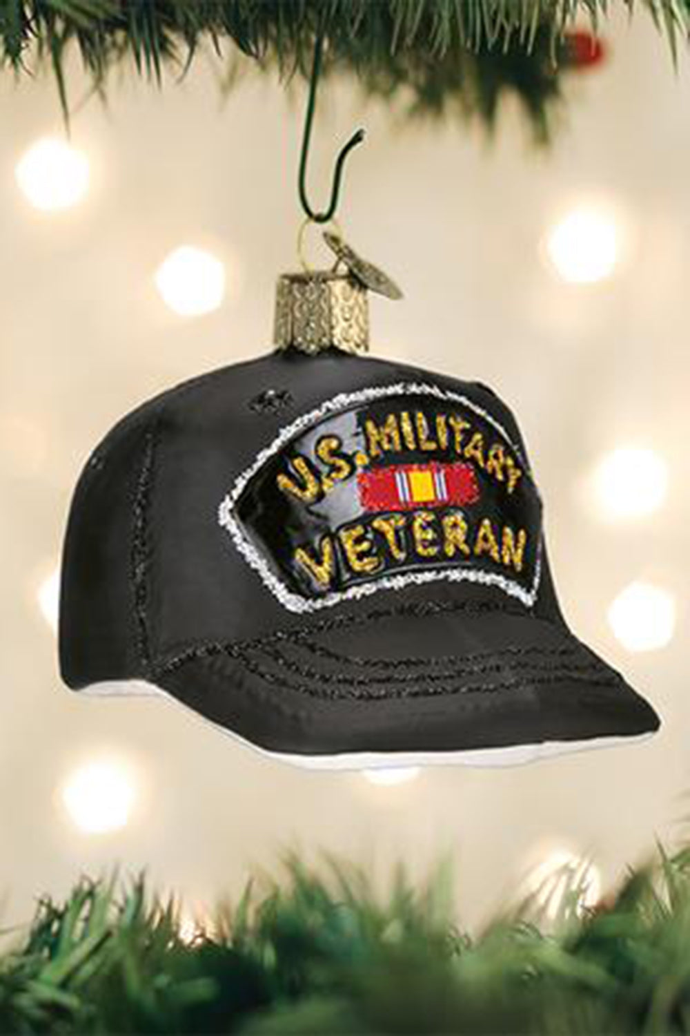 Glass Ornament - Veteran Cap